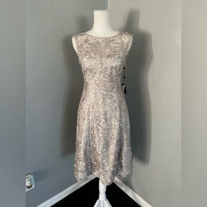 Adrianna Papell Women's Embroidered Midi Cocktail Dres color marble size 0